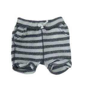Zara Knitwear Grey White Striped Shorts Pockets Baby 6-9 Months